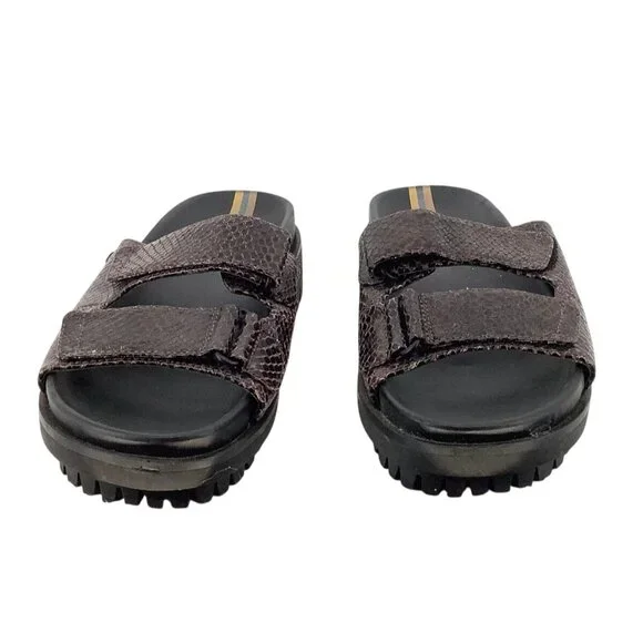 Sam Edelman Womens Brown Snake Print Slide Sandals Straps & Black Sole Size 8.5 - Picture 2 of 10